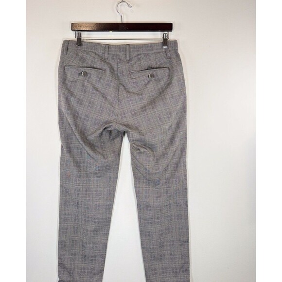 Ted Baker Mens Pants Gray Chino Straight Slim Fit Plaid Flat Front Stretch 32x28 - Picture 7 of 11
